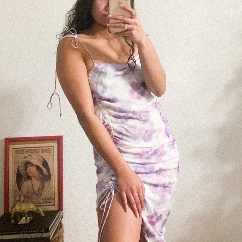 For Love And Lemons Lavender Tie-Dye Mini Dress